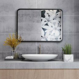 Lisa - Miroir de salle de bain noir 70x50 80x60 100x60cm Miroir mural avec cadre en métal Miroir