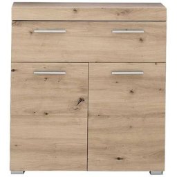 Meuble bas de salle de bain 2 portes 1 tiroir chêne clair Kelia 73 cm