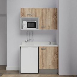 Cuisibane - Kitchenette K07L - 120 cm - emplacements frigo top et micro-ondesBoisSnovaévier à droite