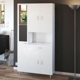 ARMANDO Armoire de salle de bain 5 portes L 88 cm - Blanc Mat