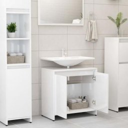 Armoire de salle de bain Blanc brillant 60x33x61 cm Aggloméré vidaXL - Blanc brillant