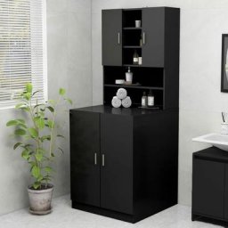 True Deal - Meuble pour machine à laver Noir 70,5x25,5x90 cm