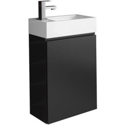 Meuble de salle de bain Angela 40 x 22 cm Noir Mat - Armoire de rangement Meuble lavabo evier