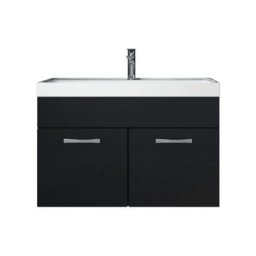 Meuble de salle de bain Paso 01 80 x 40 cm lavabo Noir Brillant – Armoire de rangement - Noir