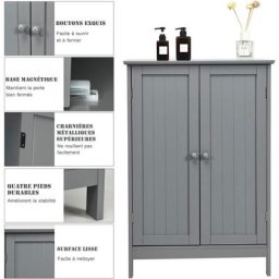 Armoire Rangement de Salle de Bain avec 2 Portes en Bois de mdf 60 x 35 x 87CM Pour Salon,Cuisine
