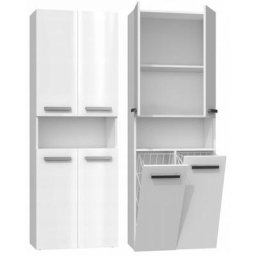 Moby Armoire de salle de bain avec deux paniers Poignées minimalistes Dimensions : 174x60x30