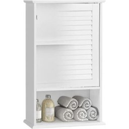 Armoire Murale pour Salle de Bain, Armoire à Pharmacie Blanche avec Étagère Réglable avec 1 Porte