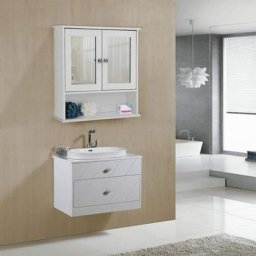 Armoire Murale Salle de Bain, Placard de Rangement Toilettes, avec 2 Portes et Miroirs, 3 Niveaux,