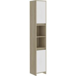 Armoire de bain Blanc et chêne sonoma 30x30x183,5 cm Aggloméré Vidaxl Blanc et chêne sonoma