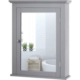 Armoire de toilettes Mural Salle de bains avec portes et miroirs Ajustable en 5 Positions
