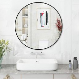 Lisa - Miroir de salle de bain rond 50 60 70 cm Miroir mural avec cadre en métal Miroir décoratif