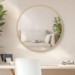 Meykoers - Miroir Mural Rond 60cm Miroir Simple de salle de bain aver bordure métallique dorée