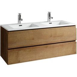 Meuble de salle de bain Angela 120cm lavabo Chene – Armoire de rangement Meuble lavabo - Chene