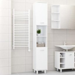 Armoire de salle de bain Blanc brillant 30x30x179 cm Aggloméré,Colonne de salle de bain style
