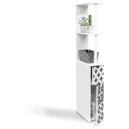Idmarket - Meuble wc étagère willy 2 portes motif carreaux de ciment gris - Gris