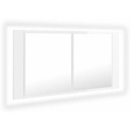 Armoire à miroir de bain à led Blanc brillant Acrylique Vidaxl Blanc brillant