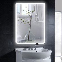 Skecten - Miroir mural de salle de bain, interrupteur tactile, coins arrondis lcd, blanc froid 6400