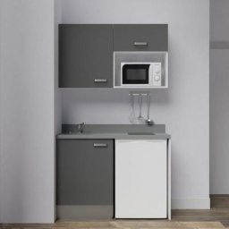 Cuisibane - Kitchenette K07L - 120 cm - emplacements frigo top et micro-ondesGrisCromoévier à gauche