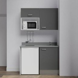 Cuisibane - Kitchenette K07L - 120 cm - emplacements frigo top et micro-ondesGrisCromoévier à droite