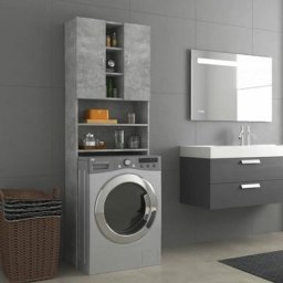 Maisonchic - Meuble machine à laver | Meuble pour wc Gris béton 64x25,5x190 cm 33422
