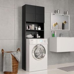Meuble pour machine à laver Noir 64 x 25,5 x 190 cm Aggloméré