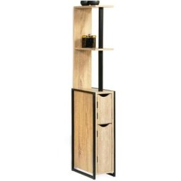 Meuble WC 2 portes DETROIT avec étagères design industriel - Multicolore