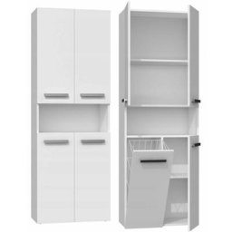 Glaze Armoire de salle de bain avec porte + panier Style moderne 174x60x30 cm Colonne salle de bain