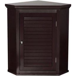Placard mural d'angle salle de bain Ethan marron foncé Teamson Home ELG-597 - BOIS FONCE