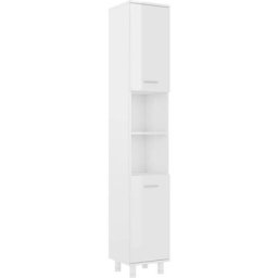 Armoire de salle de bain - Colonne de salle de bain Blanc brillant 30x30x179 cm Aggloméré