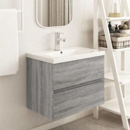 Armoire de lavabo | Meuble de salle de bain Sonoma gris 60x38,5x45 cm Bois d'ingénierie 47936 - Gris