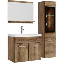 Meuble de salle de bain Rio led 60 cm lavabo Chene Marron - Armoire de rangement Meuble lavabo