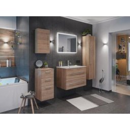 Ensemble de sdb Firenze 80 (5 Pièces/B en décor chêne avec miroir led - décor chêne