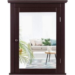 Armoire Murale de Salle de Bain avec Miroir, Armoire Murale avec Porte Simple, Armoire à Pharmacie