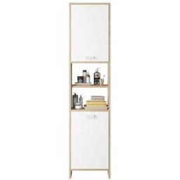 Meuble Colonne de Salle de Bain avec 4 Compartiments de Rangement, Petite Armoire au Style