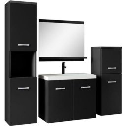 Meuble de salle de bain Malo 60 cm lavabo Noir mat - Armoire de rangement Meuble lavabo evier