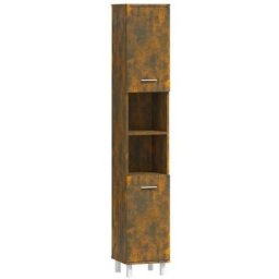 Armoire de bain Chêne fumé 30x30x179 cm Bois d'ingénierie Vidaxl Chêne fumé