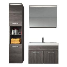Meuble de salle de bain de Paso 80 x 40 cm lavabo Chene Gris – Armoire de rangement Meuble lavabo