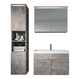 Meuble de salle de bain de Paso 80 x 40 cm lavabo Beton Gris – Armoire de rangement Meuble lavabo