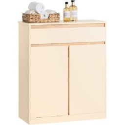 SoBuy BZR79-MI Meuble Bas de Salle de Bain avec Bac à Linge Amovible Armoire à Linge Commode pour