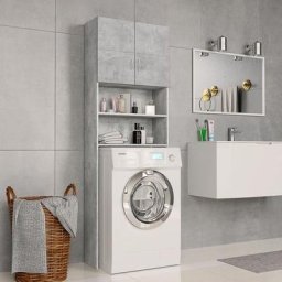 Meuble WC Moderne - Meuble pour machine à laver Gris béton 64x25,5x190 cm Aggloméré FR3159