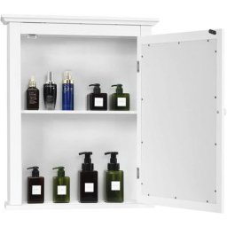 RELAX4LIFE Armoire Murale de Salle de Bain avec Miroir, Armoire Murale avec Porte Simple, Armoire à
