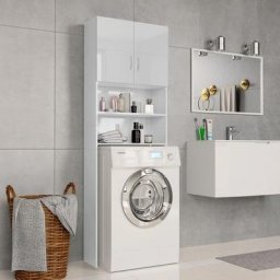 Maisonchic - Meuble machine à laver | Meuble pour wc Blanc brillant 64x25,5x190 cm 57548