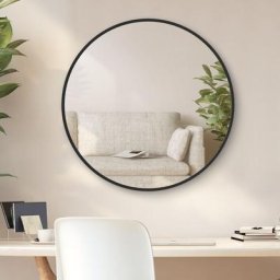 Miroir Mural Rond 50cm Miroir simple de salle de bain aver Cadre en métal noir mat - ф50cm |