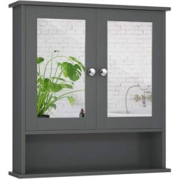 Armoire de Salle de Bain Murale avec Miroir, 56 x 13 x 58 cm, Armoire de Toilettes Suspendue, avec