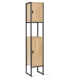 Idmarket - Meuble colonne salle de bain detroit 2 portes design industriel - Naturel