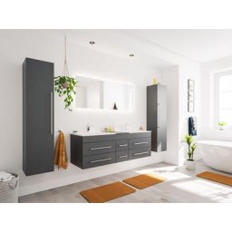 Ensemble meuble de sdb Roma xl 4 pièce incl. miroir led en anthracite satiné - anthracite satiné