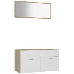 Vidaxl - Ensemble de meubles de bain 2 pcs Blanc/chêne sonoma Aggloméré Blanc et chêne sonoma