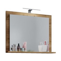 VCB10 Mini Armoire de toilette murale avec miroir avec 1 tablette de rangement, imitation chêne