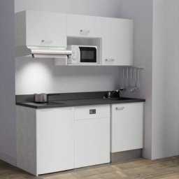 Kitchenette K55L - 180 cm - emplacements hotte, micro-ondes, frigo et lave-vaisselleBlancNeroévier