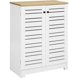 BZR41-W Meuble Bas Placard de Rangement Armoire pour Cuisine, Salle de Bain, Toilette, Meuble de
